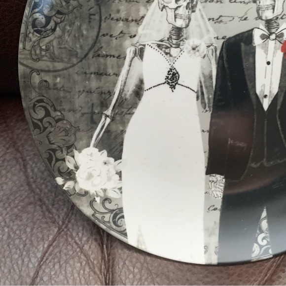 Fun Bones Dapper Skeleton Wedding Couple Halloween Salad Plate - Picture 4 of 10